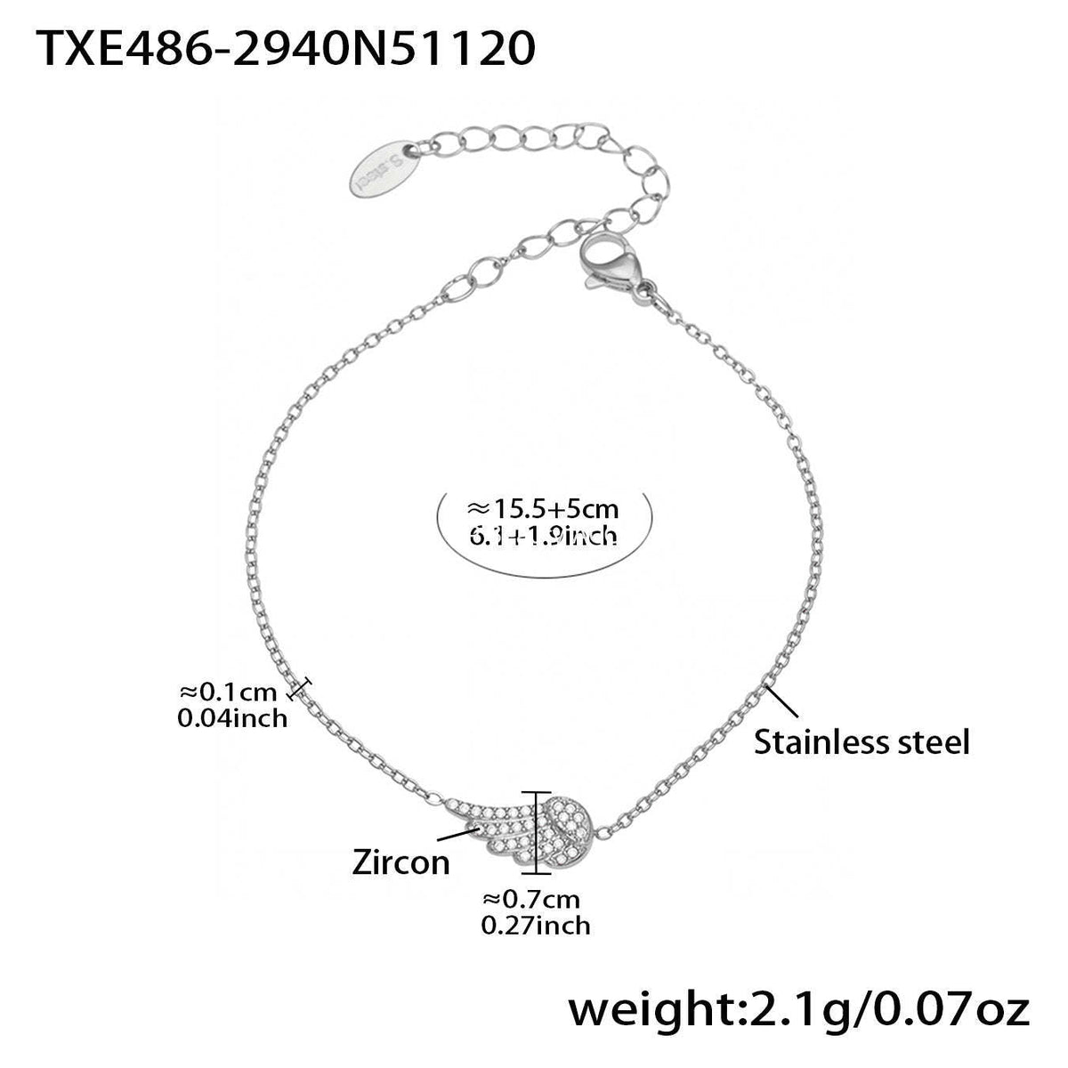 D관 - 스테인리스 스틸 날개 큐빅 18K 도금 팔찌 목걸이 귀걸이 반지 [TXP486] 25.11-4