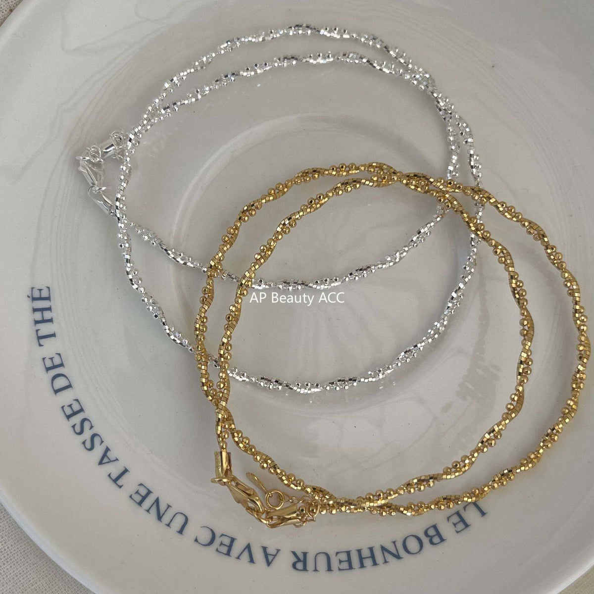 F관 - 925 실버 컷팅 라운드 비즈 실버 파편 목걸이 [B1173] 25.12-3