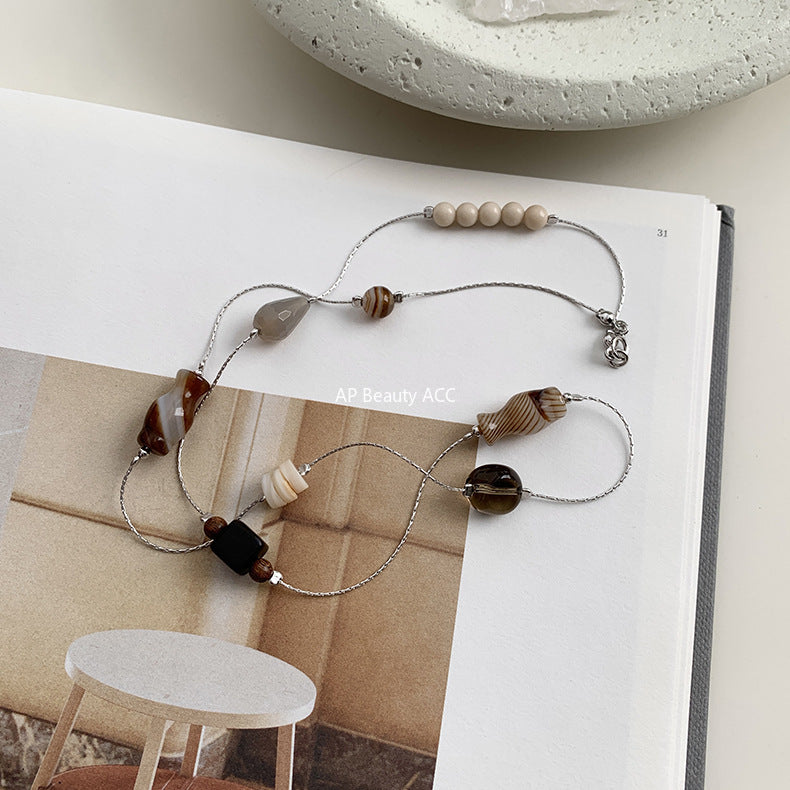 A관 - 925 실버 천연 마노 연수정 비즈 목걸이 [1459-1460] 25.10-3