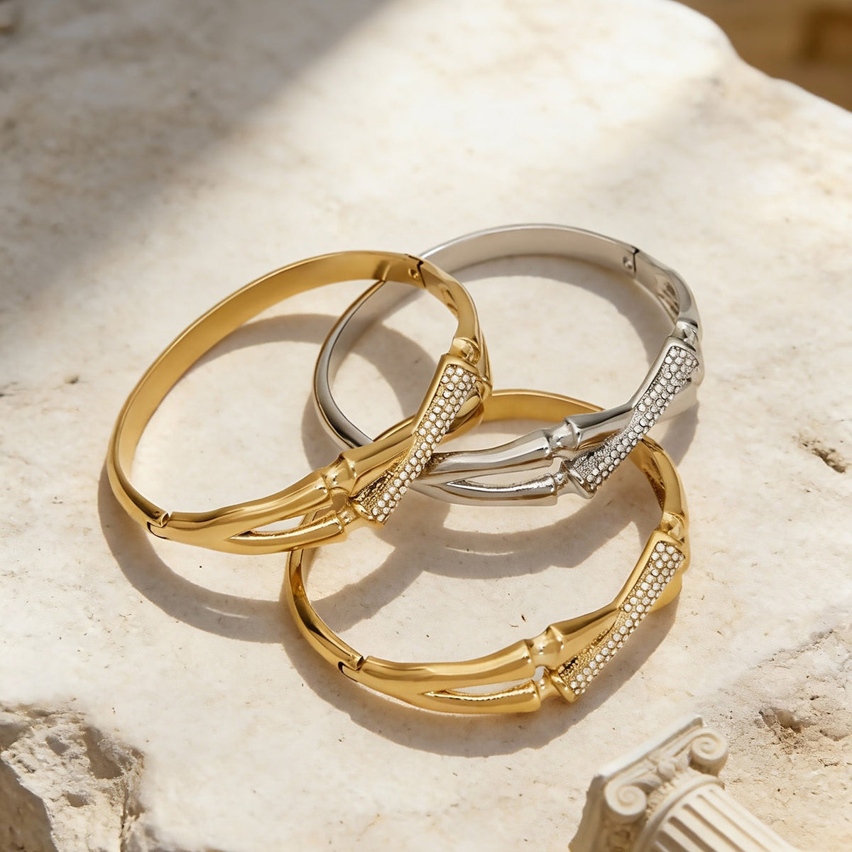 D관 - 스테인리스 스틸 18K 도금 큐빅 버클 팔찌 [Z525-Z527] 25.12-3