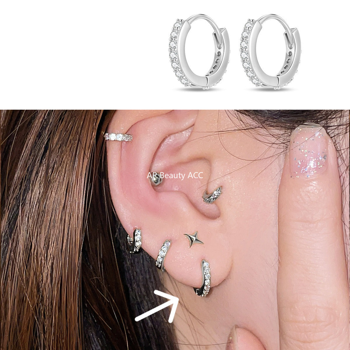 A관 - 티타늄 스틸 큐빅 후프 귀걸이 [EH-4163] 25.10-4