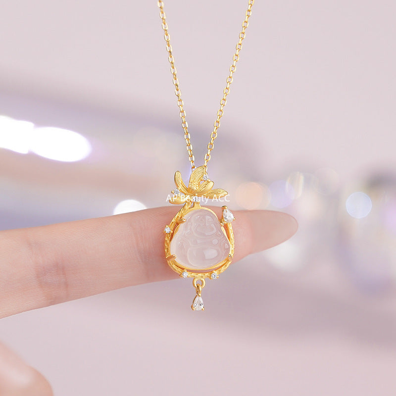 B관 - 925 실버 화이트 불교 큐빅 펜던트 목걸이 [YC0953N_1] 25.11-2