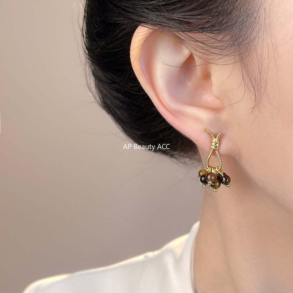 C관 - 호안석 매듭 핸드메이드 925 은침 귀걸이 [7146] 25.11-4