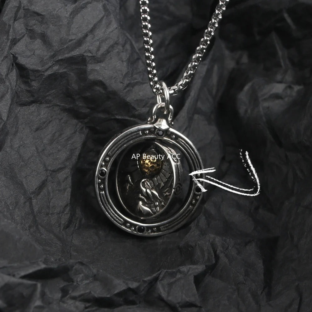 G관 - 빈티지 서약 회전 원형 펜던트 목걸이 [X1187] 25.09-4