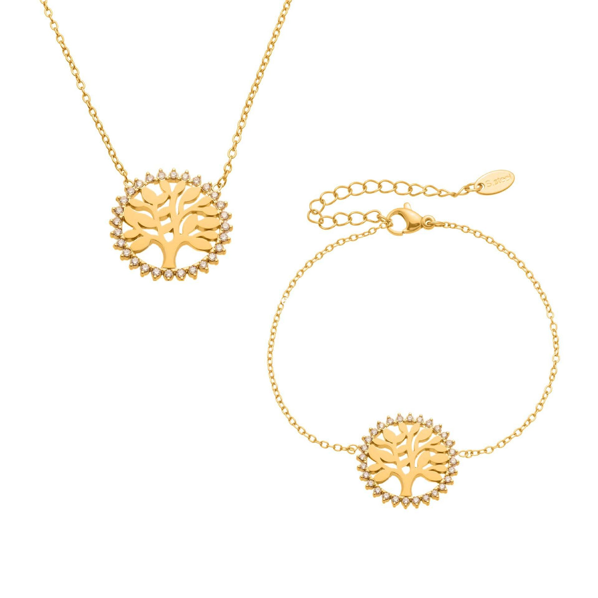 D관 - 스테인리스 스틸 생명나무 큐빅 원형 펜던트 목걸이 팔찌 [TXP440] 25.10-4