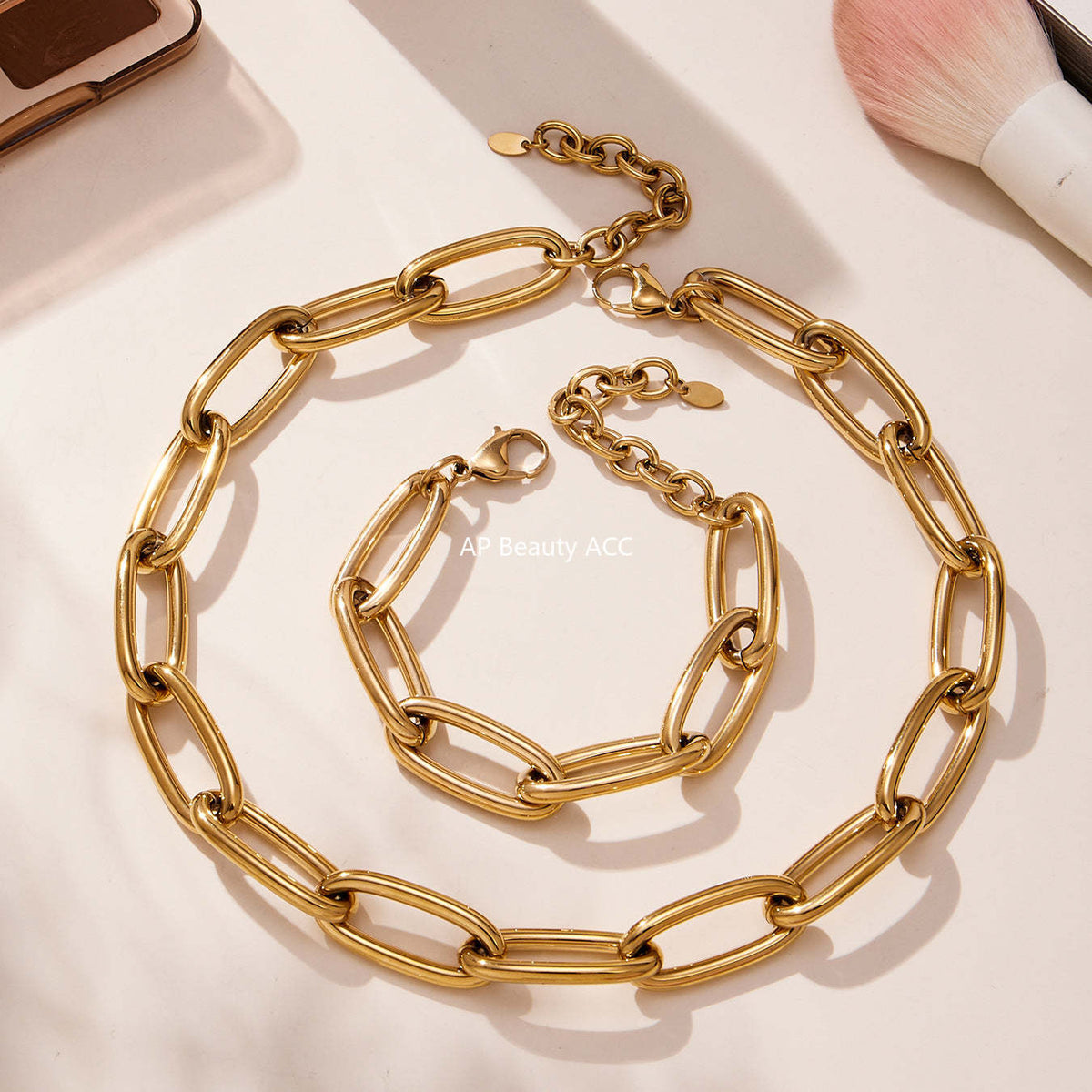 D관 - 체인 디자인 스테인리스 스틸 목걸이 팔찌 [TXP468-TXE468] 25.11-3