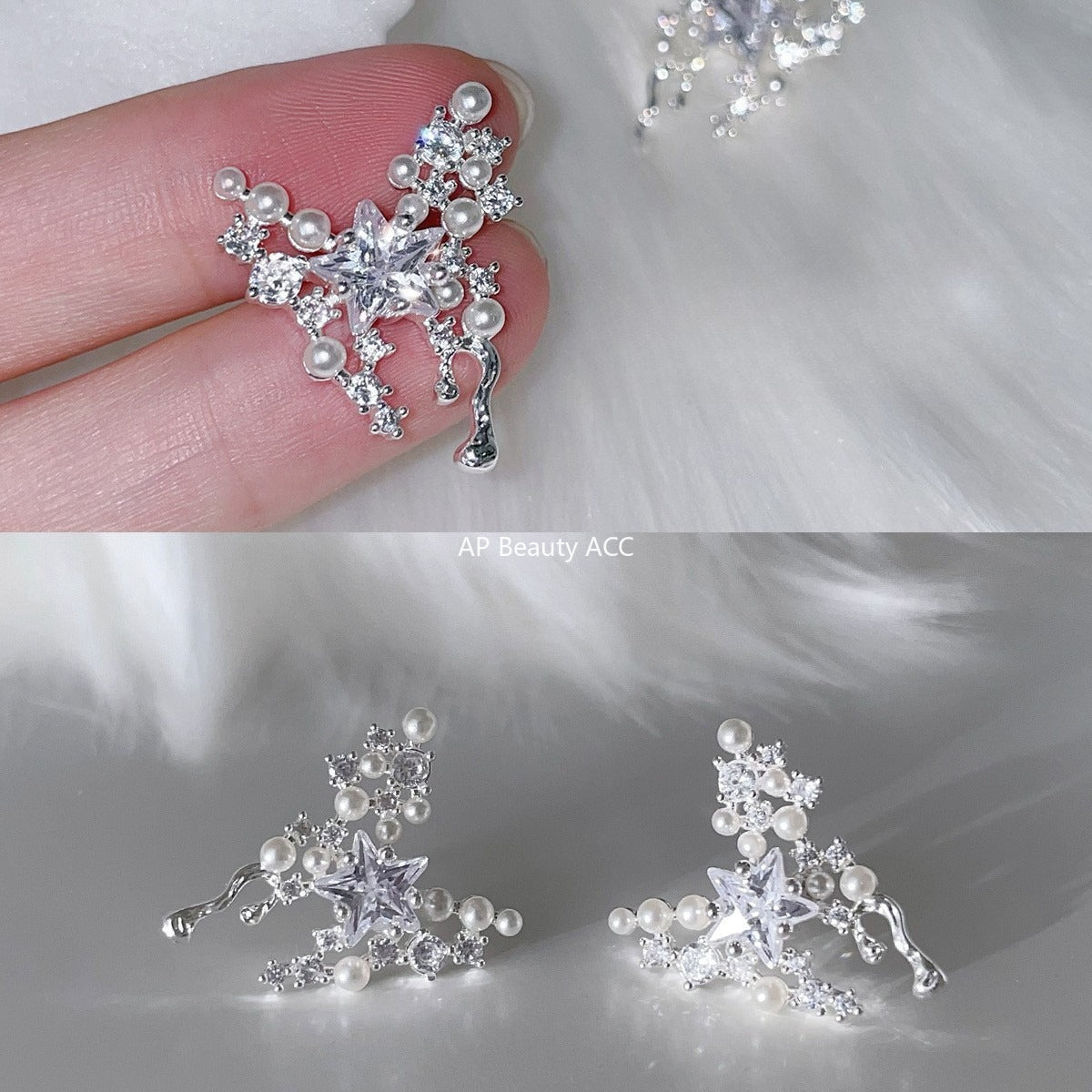 A관 - 블링블링 큐빅 진주 나비 모양 귀걸이 [EH-4146] 25.10-1