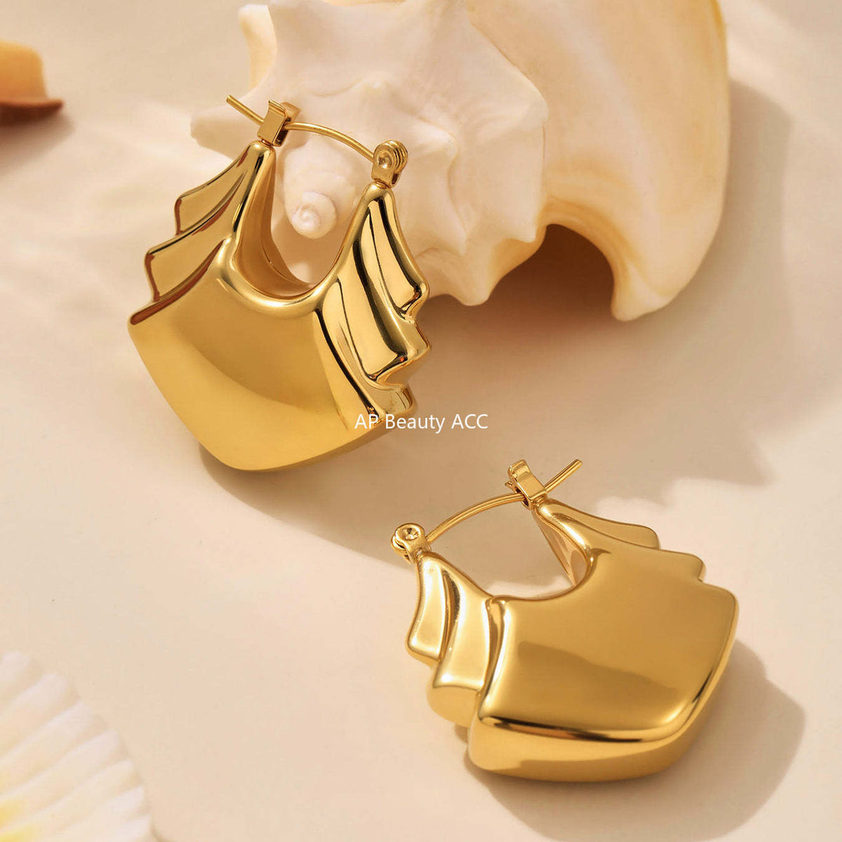 D관 - 18K 도금 기하학 디자인 스테인리스 스틸 귀걸이 [F1029-F1030-F166] 25.07-3