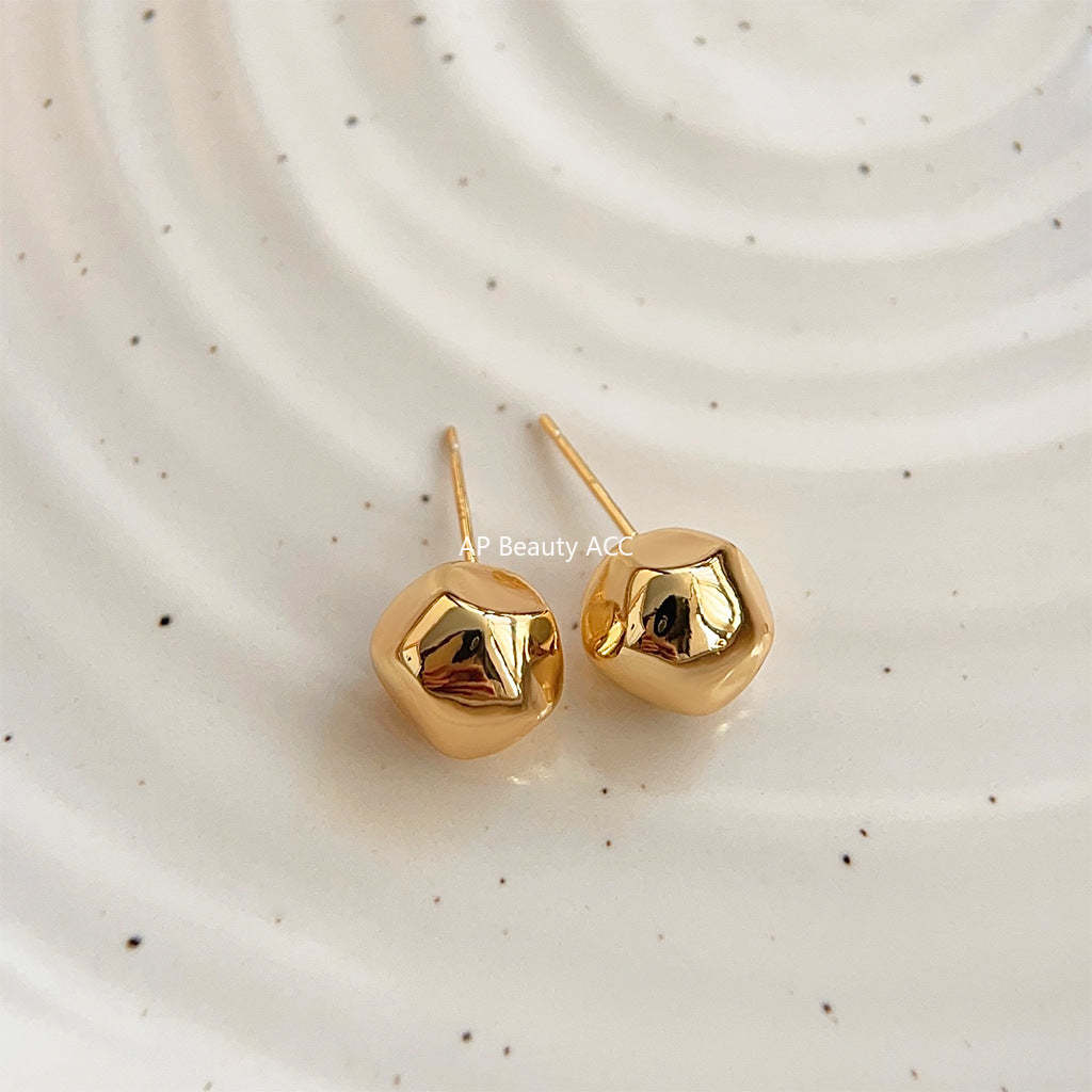 C관 - 18K 도금 두꺼운 심플 기하학 디자인 고급스러운 귀걸이 [3566-3567] 24.01-2