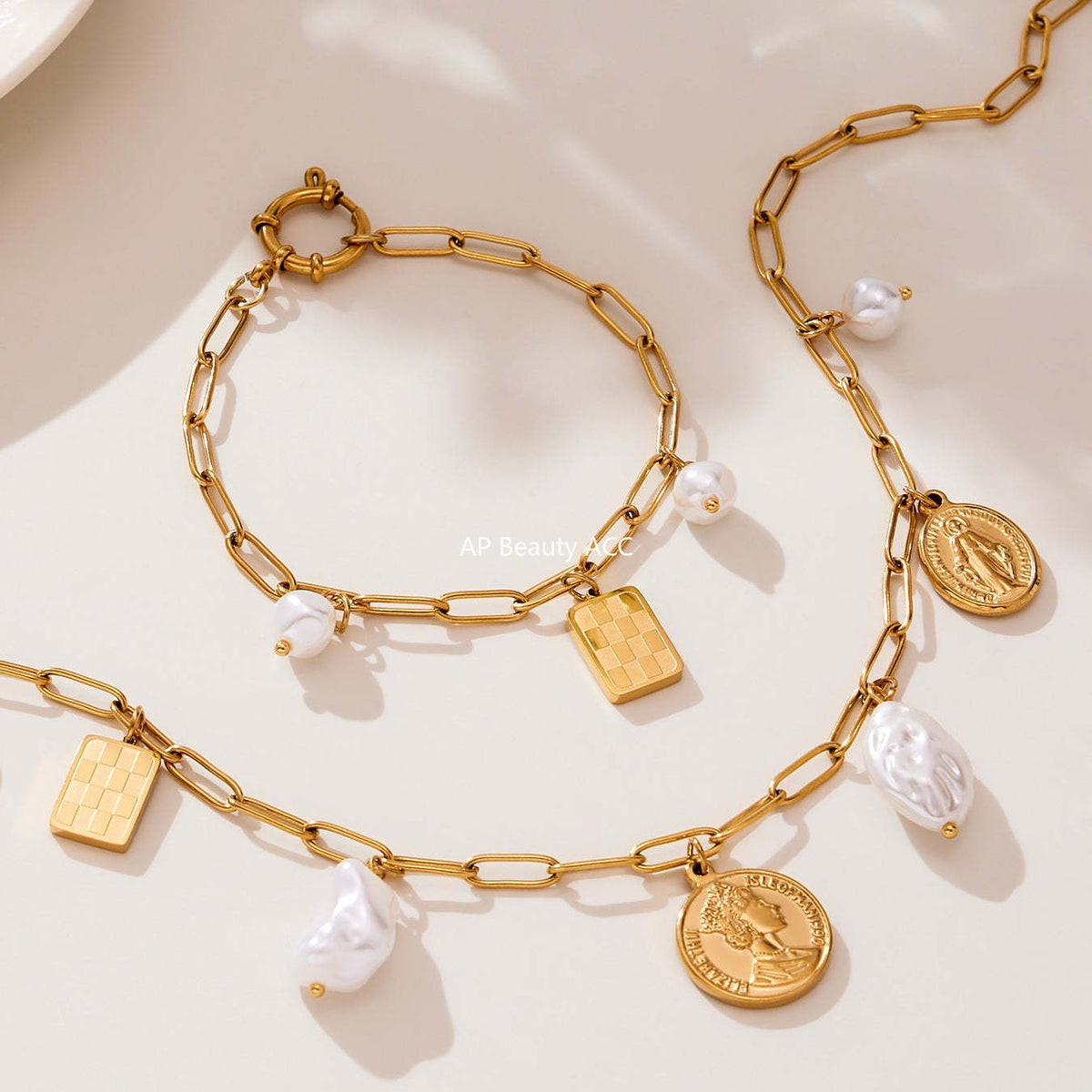 D관 - 스테인리스 비즈 원형 여왕 스퀘어 멀티 펜던트 팔찌 목걸이 [TXP456] 25.10-5