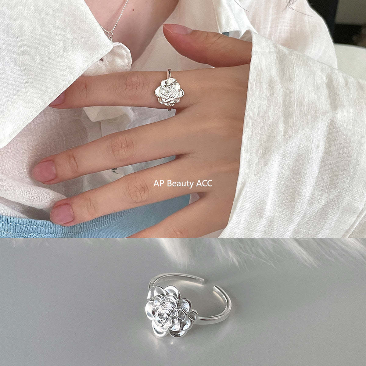 A관 - 925 실버 빅 플라워 모양 오픈형 반지 [JZ-0711] 25.09-4