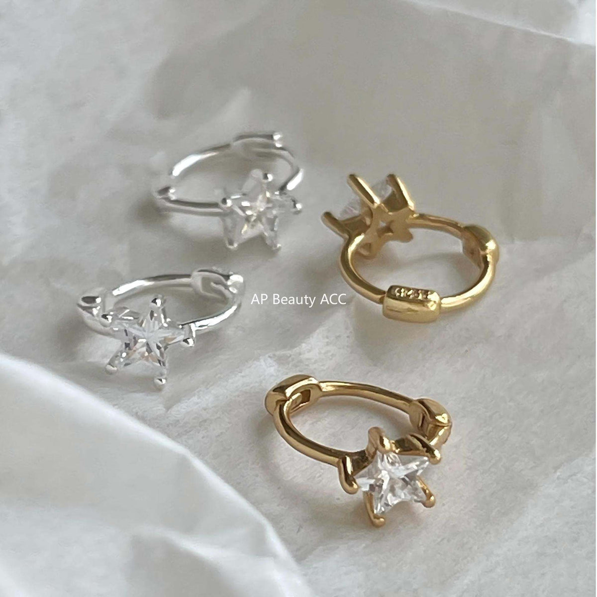 F관 - 925 실버 별 큐빅 링 귀걸이 [C1423] 25.11-4