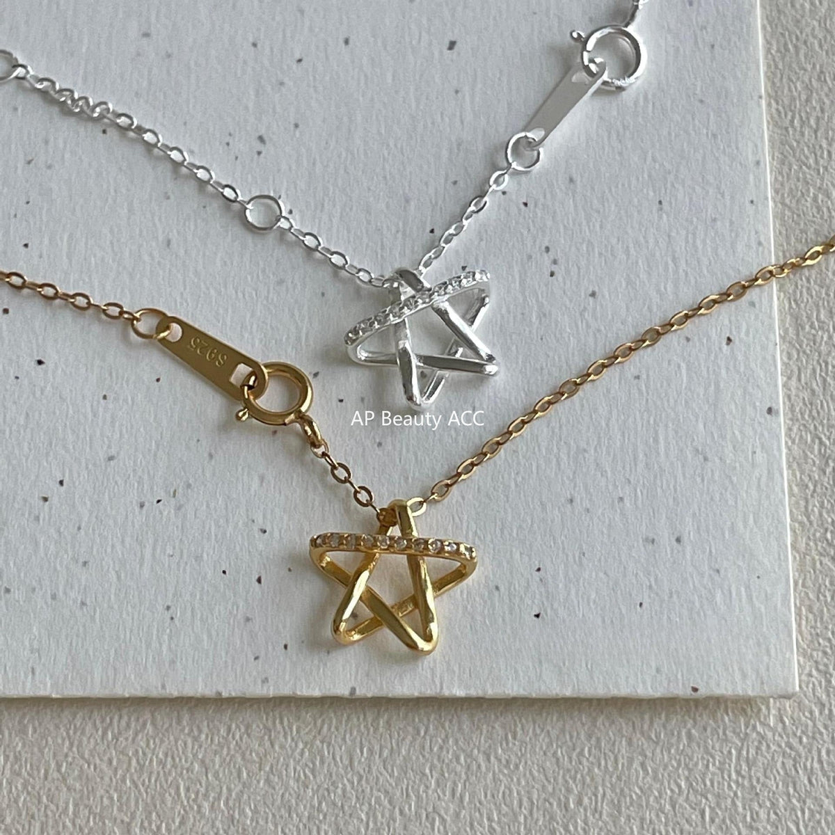 F관 - 925 실버 별 큐빅 펜던트 목걸이 [B1381] 25.11-1