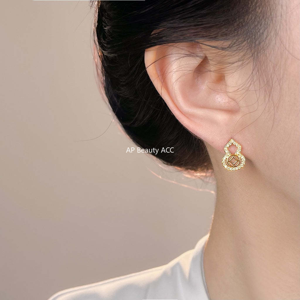 C관 - 호리병 모양 큐빅 925 은침 귀걸이 [7181] 25.12-1