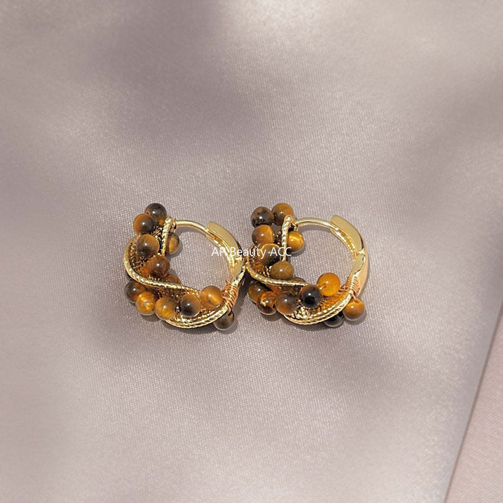 C관 - 호안석 핸드메이드 트위스트 원형 귀걸이 [7149] 25.11-4