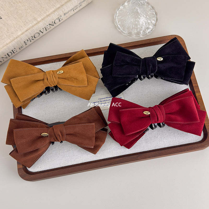 E관 - 스웨이드 리본 골드 포인트 집게핀 [27621] 25.11-1