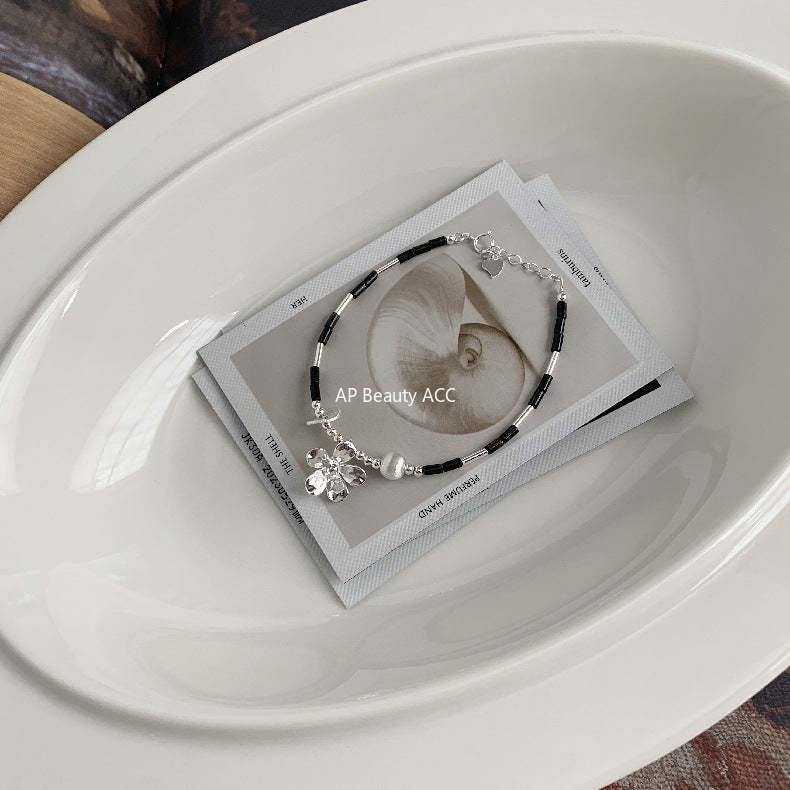 A관 - 925 실버 플라워 터키석 호안석 비즈 팔찌 [1399] 25.11-3