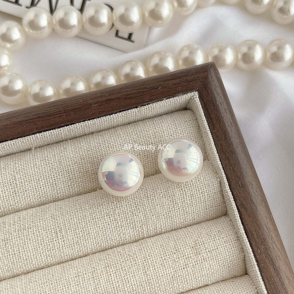 C관 - 고품질 담수 진주 라운드 펄 14K 도금 은침 귀걸이 [4566-4570] 24.07-2