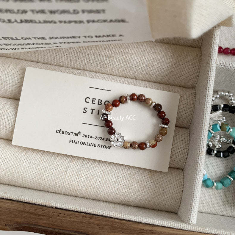 A관 - 플라워 잎사귀 복주머니 말 사과 미니 펜던트 925실버 반지 [RB] 25.11-4