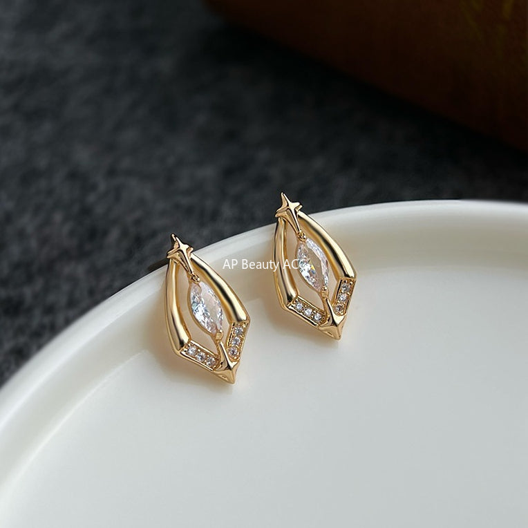 C관 - 925 은침 별 지오메트릭 디자인 큐빅 귀걸이 [6912] 25.10-2