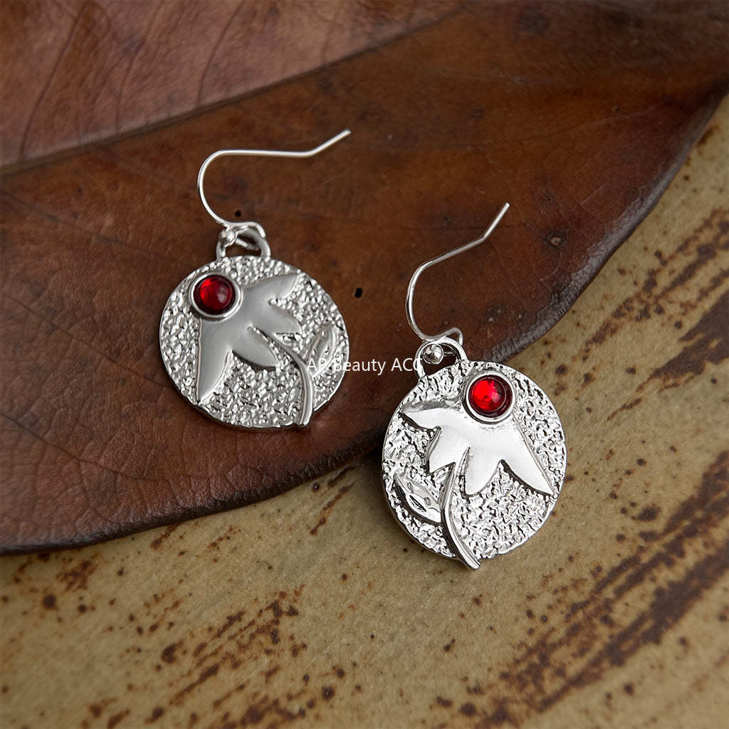 C관 - 풀잎 디자인 원형 레진 후크 귀걸이 [7115] 25.11-3