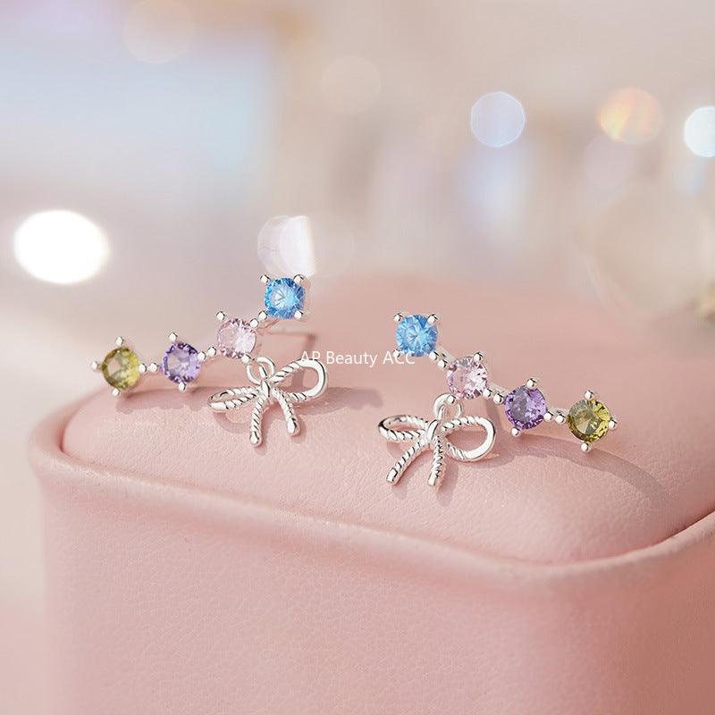 B관 - 925 실버 리본 컬러 큐빅 귀걸이 [YC2033E_2] 25.10-2