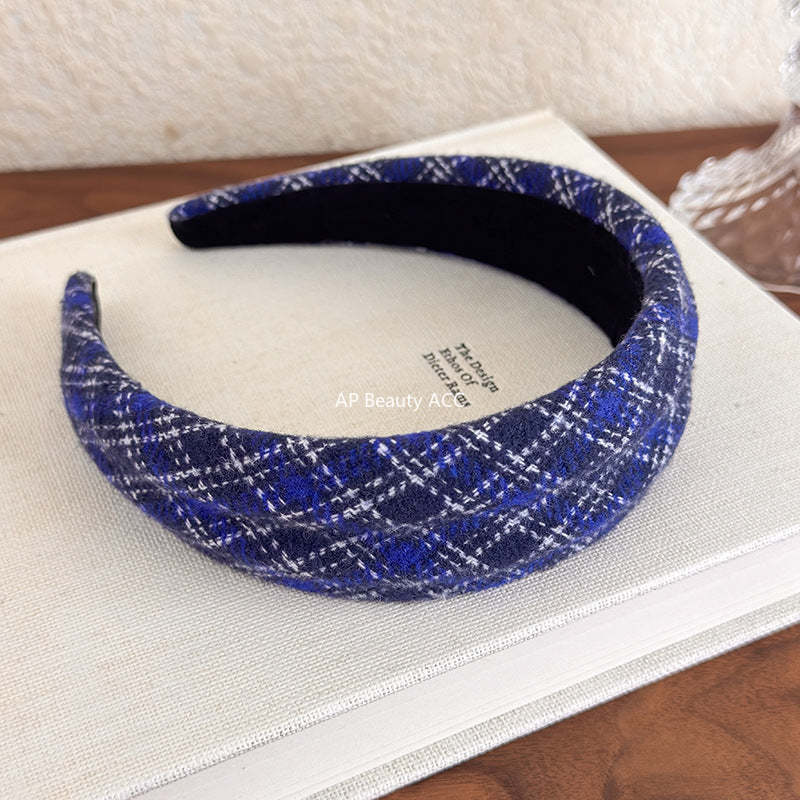 E관 - 체크 니트 입체 와이드 머리띠 [27500] 25.09-4