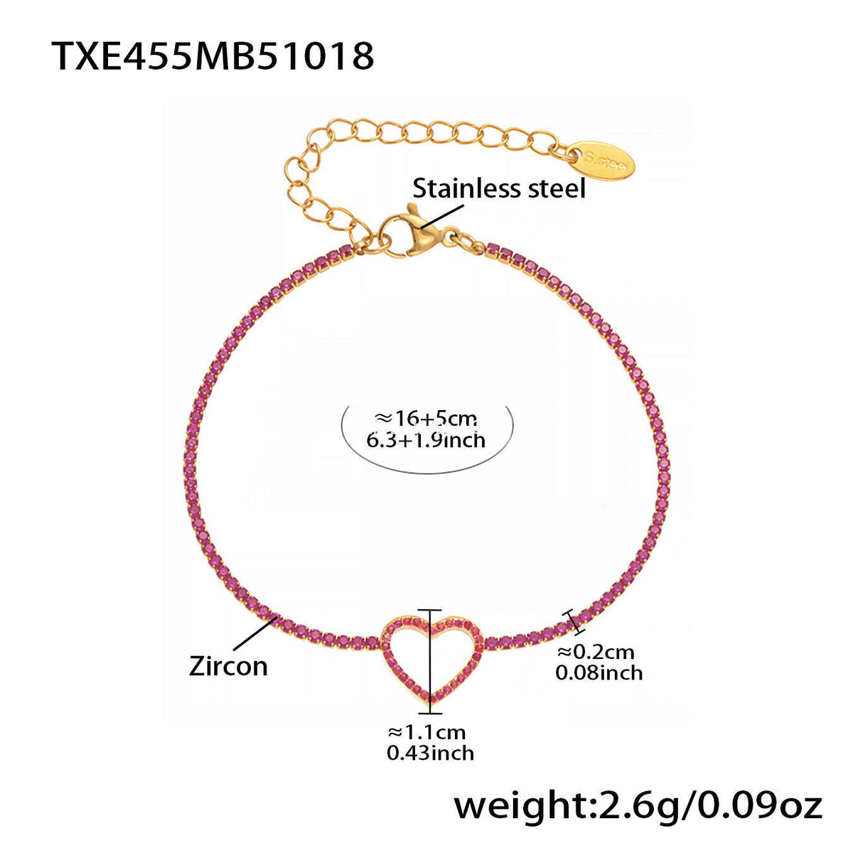 D관 - 스테인리스 스틸 풀큐빅 하트 체인 귀걸이 목걸이 팔찌 [TXP455] 25.10-4