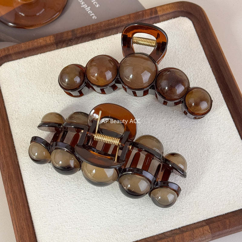 E관 - 브라운 비즈 디자인 대형 집게핀 [27701] 25.11-3