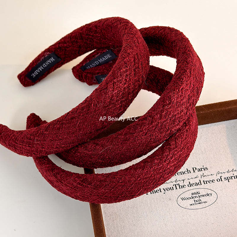 E관 - 레드 모직 스펀지 와이드 머리띠 [27747] 25.12-1