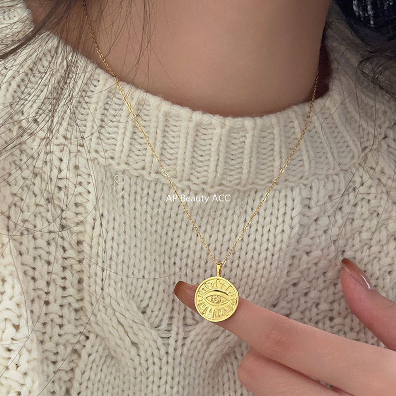 F관 - 925 실버 원형 눈 펜던트 목걸이 [B514] 25.10-1