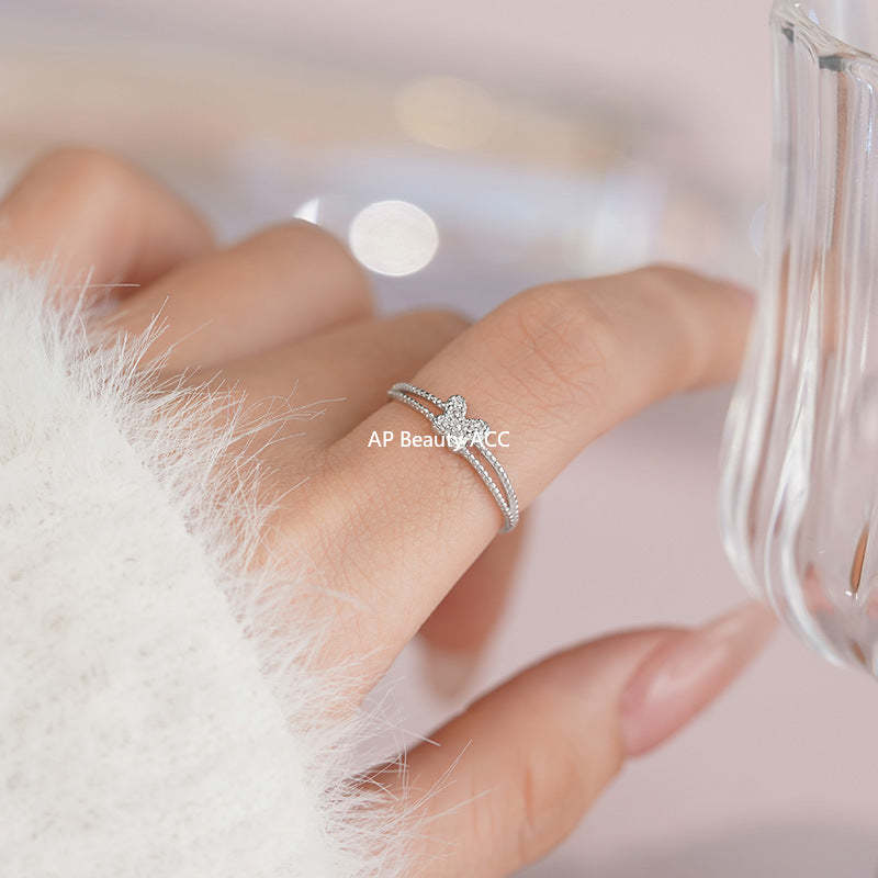 B관 - 999 실버 나비 더블 라인 오픈형 반지 [YC3227R_1] 25.10-2