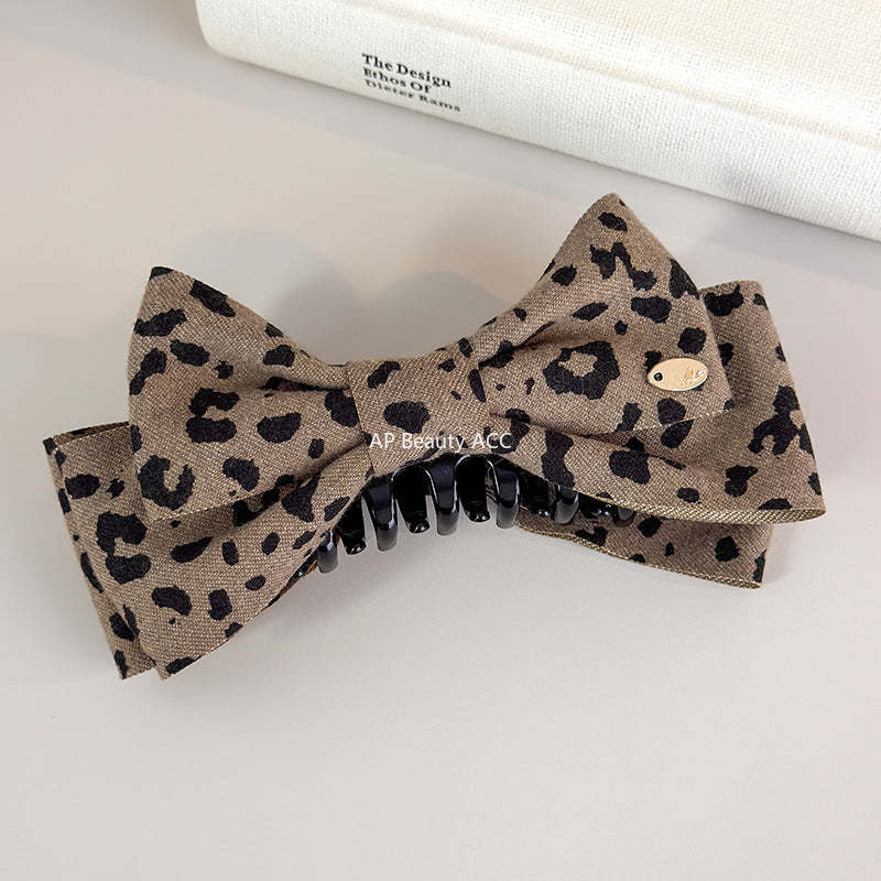 E관 - 레오파드 패턴 프린팅 리본 바나나 집게핀 [27748] 25.12-1