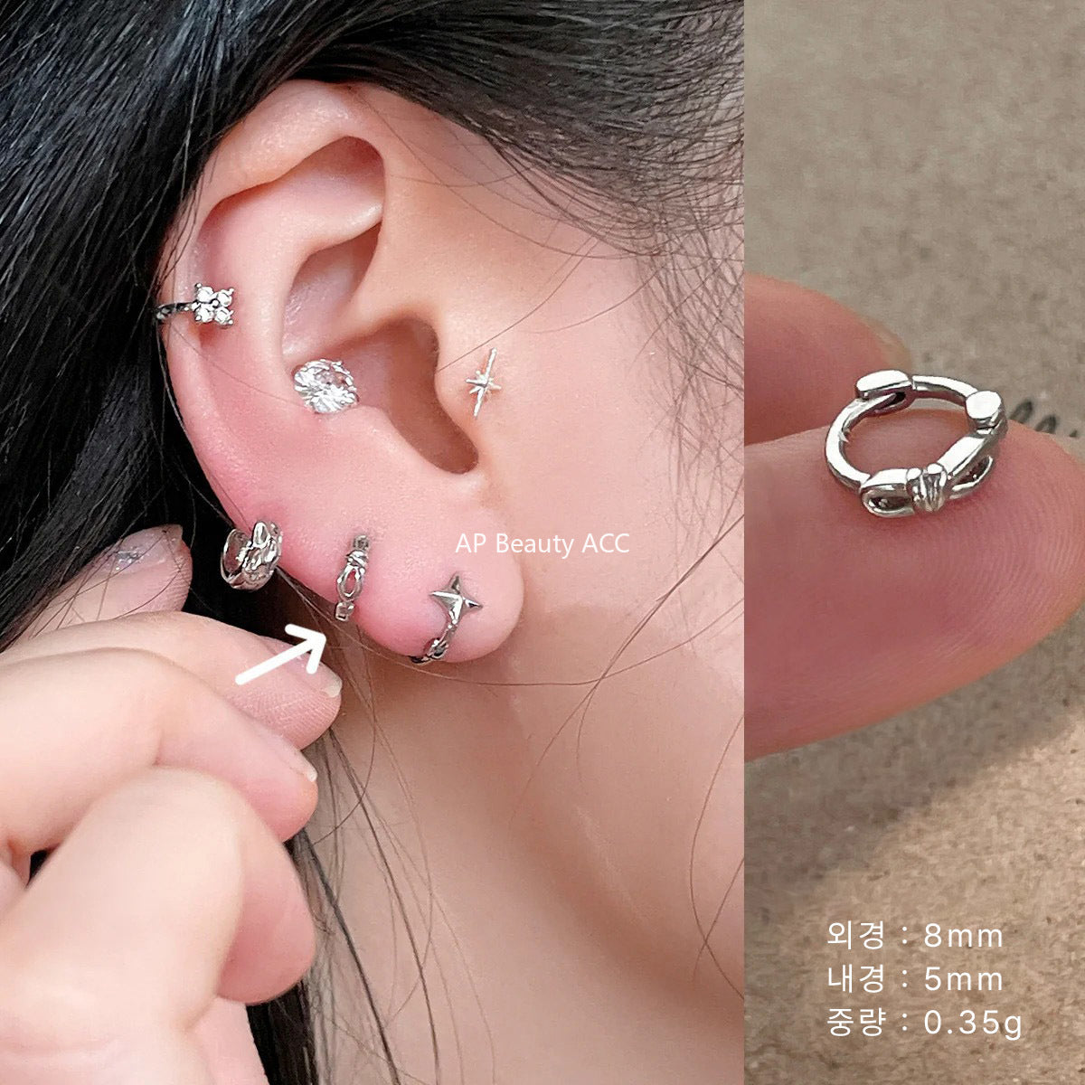 A관 - 925 실버 큐빅 링 귀걸이 [EH-4082] 25.08-5