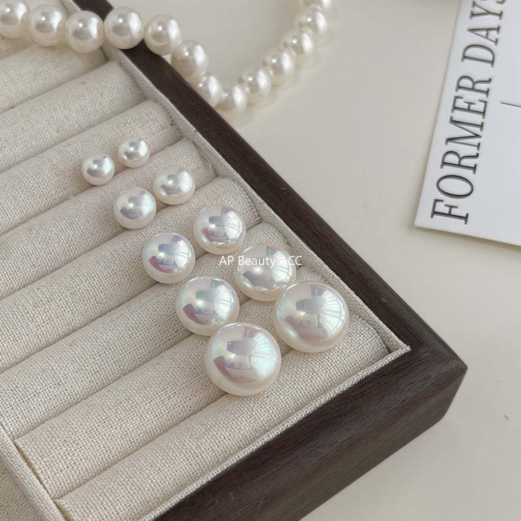 C관 - 고품질 담수 진주 라운드 펄 14K 도금 은침 귀걸이 [4566-4570] 24.07-2