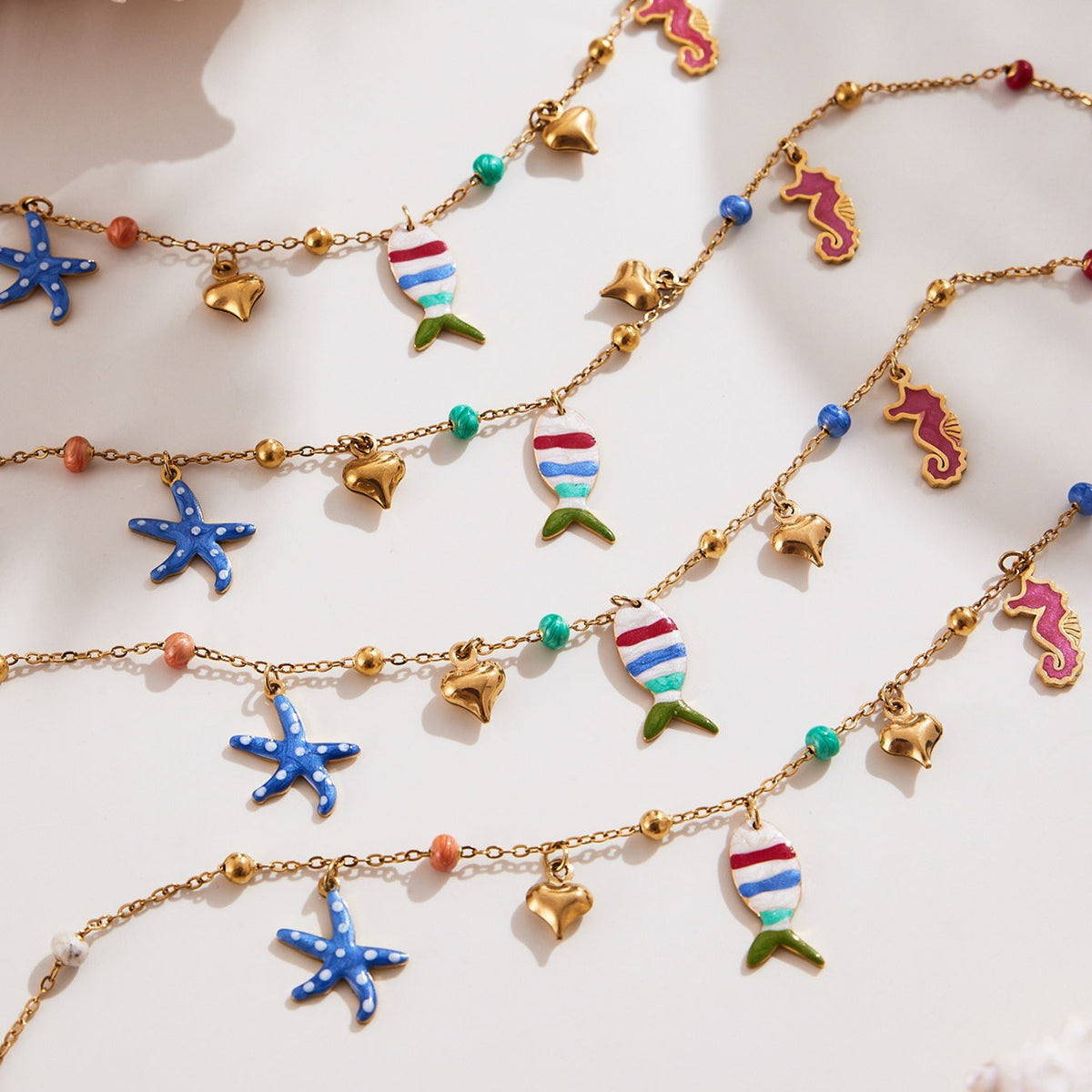 D관 - 18K 골드 도금 스테인리스 스틸 물고기 펜던트 목걸이 팔찌 발찌 [TXP418] 25.10-1