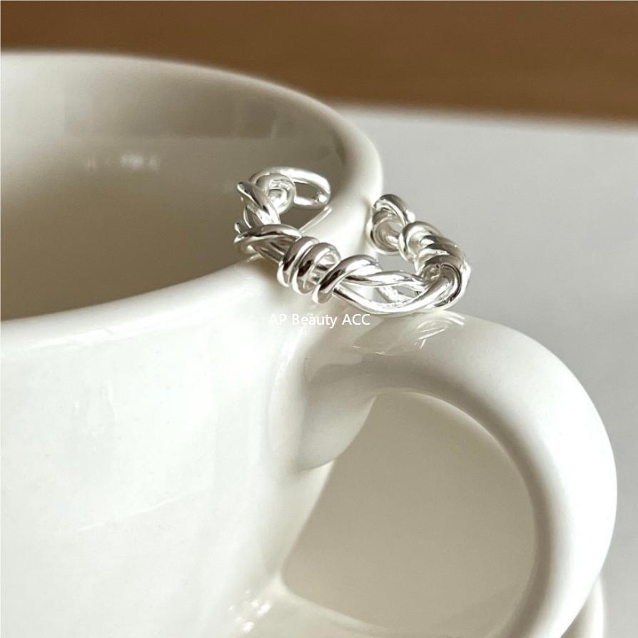F관 - 925 실버 라인 매듭 모양 오픈형 반지 [J1823] 25.10-4
