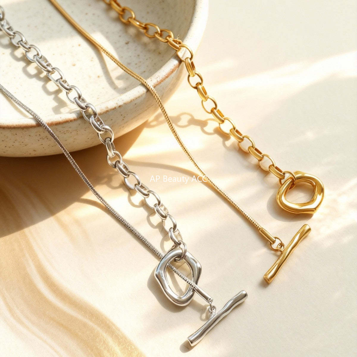 D관 - OT 고리 롱 조절형 18K 도금 스테인리스 스틸 목걸이 [M005] 25.12-2
