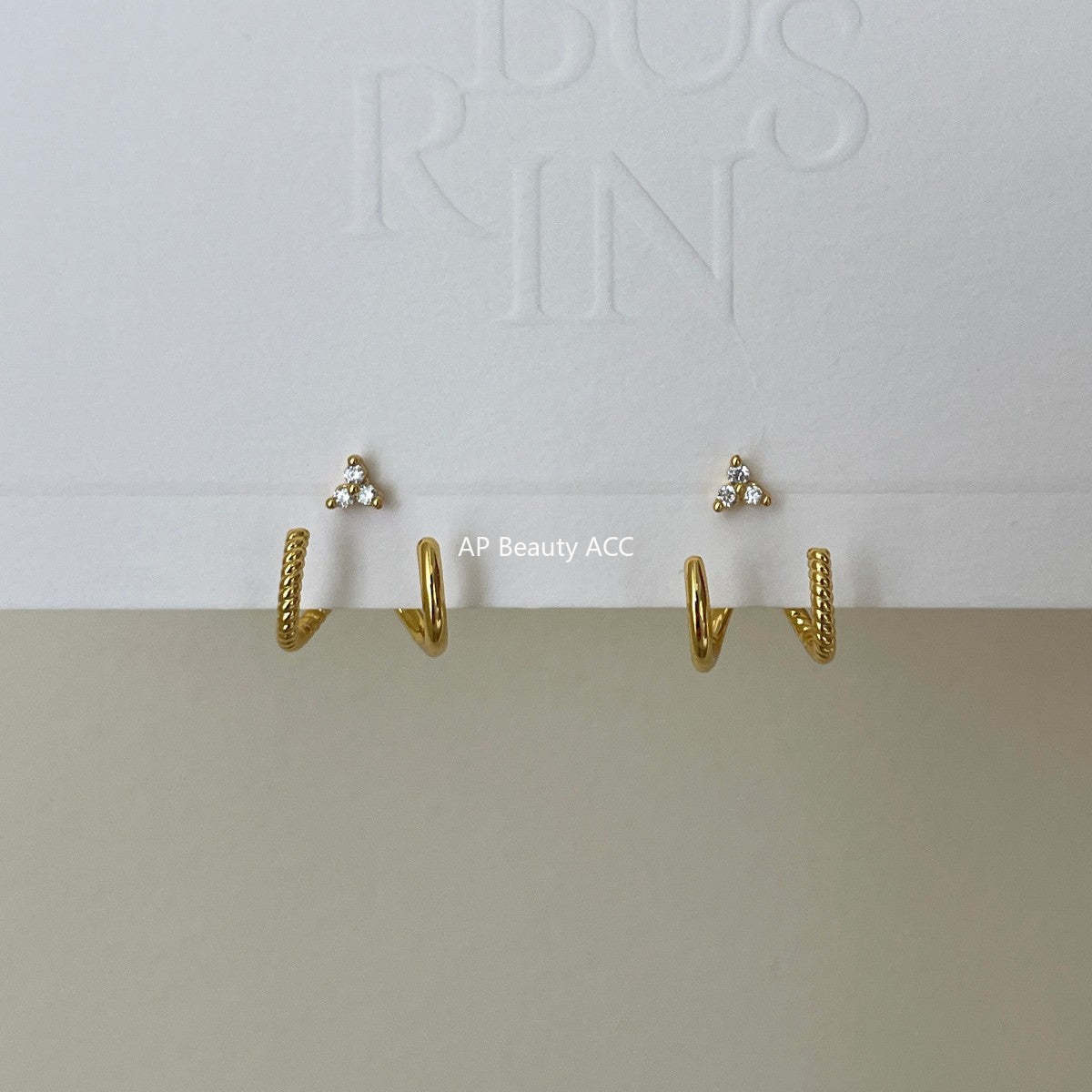 A관 - 삼각 갈고리 모양 큐빅 925 은침 귀걸이 [EH-4289] 25.12-1