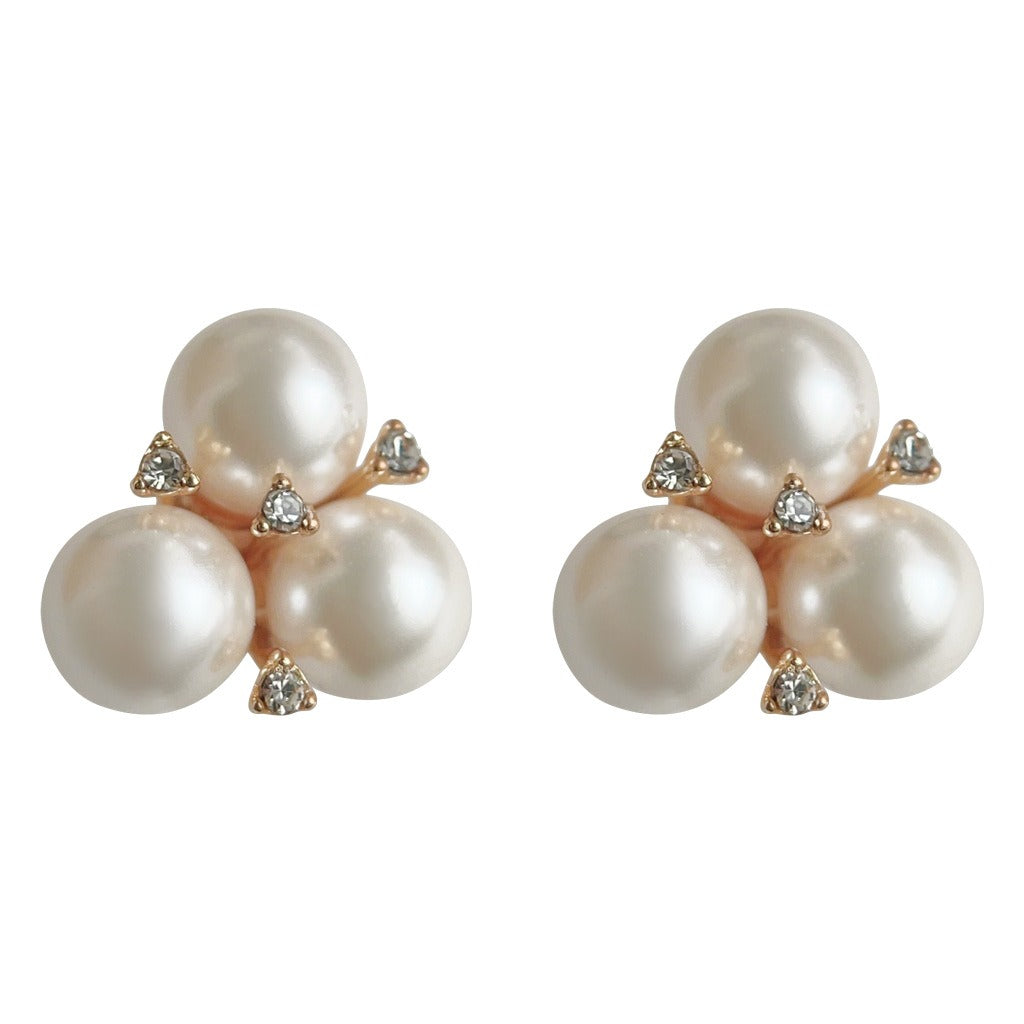 C관 - 고급스러운 14K 도금 유리 진주 귀걸이 [3593] 24.01-4