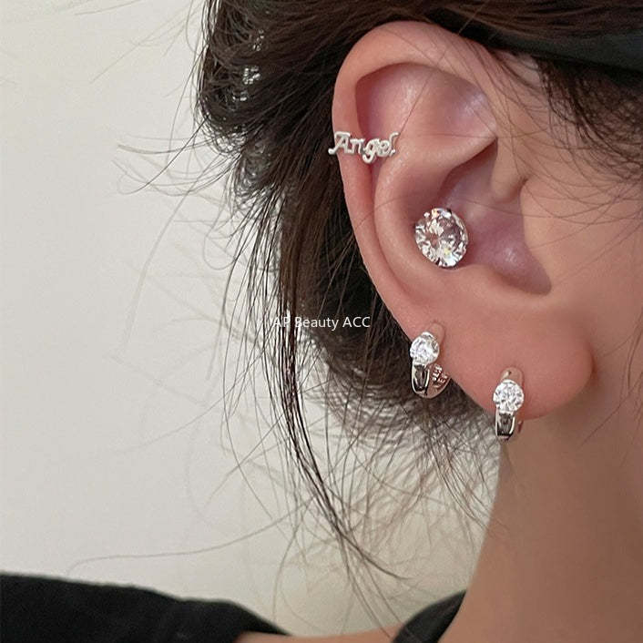 A관 - 원형 큐빅 925 은침 링 귀걸이 [EH-3522.SJ] 25.12-2