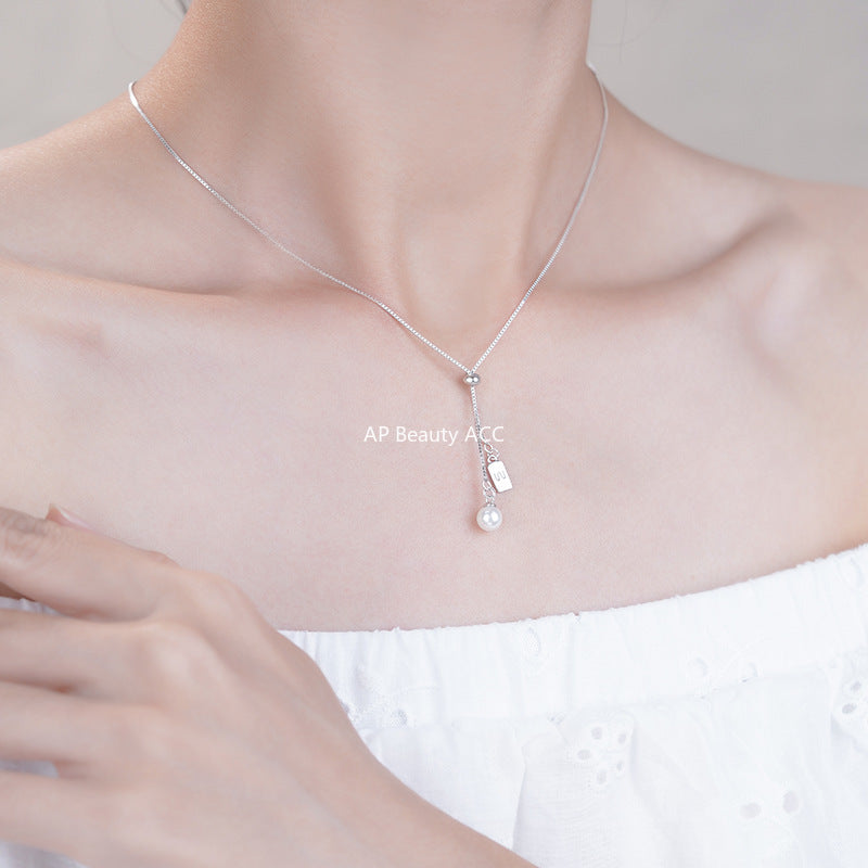 B관 - 925 실버 진주 사각 펜던트 목걸이 [YC2096N_1] 25.10-3