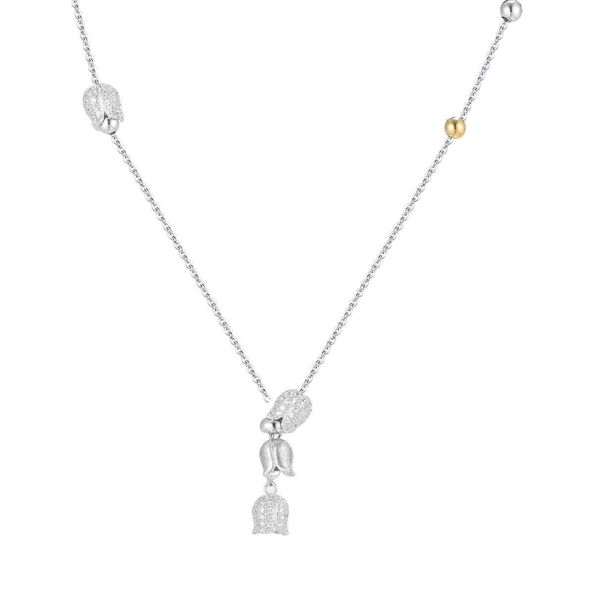 A관 - 꽃봉오리 플라워 모양 큐빅 목걸이 [XL-1220] 25.12-1