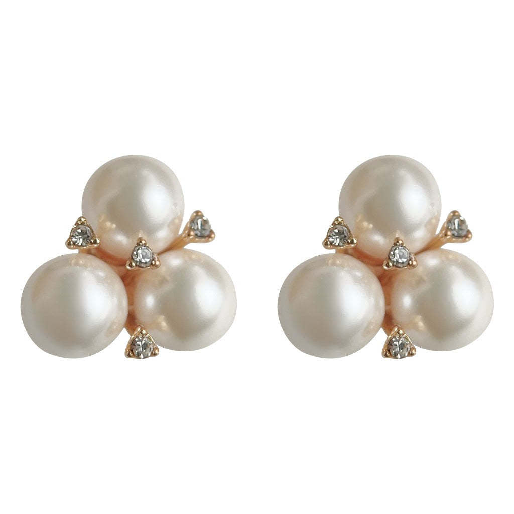 C관 - 고급스러운 14K 도금 유리 진주 귀걸이 [3593] 24.01-4