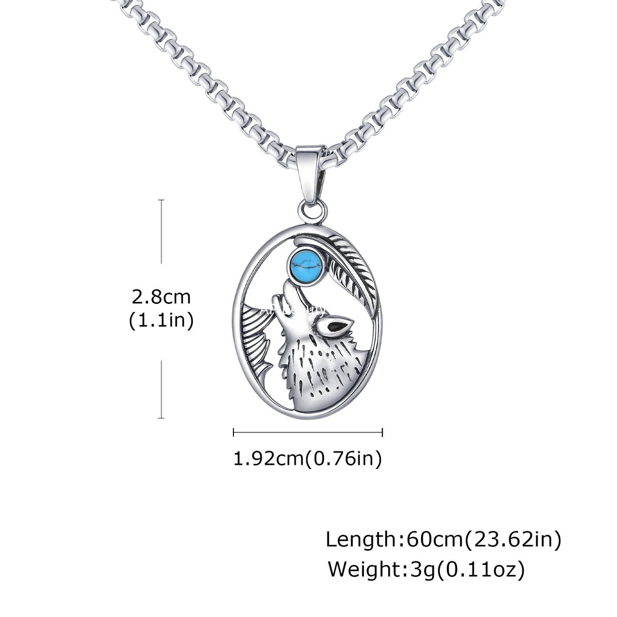 G관 - 스테인리스 늑대 머리 터키석 펜던트 목걸이 [PN-2231] 25.11-1