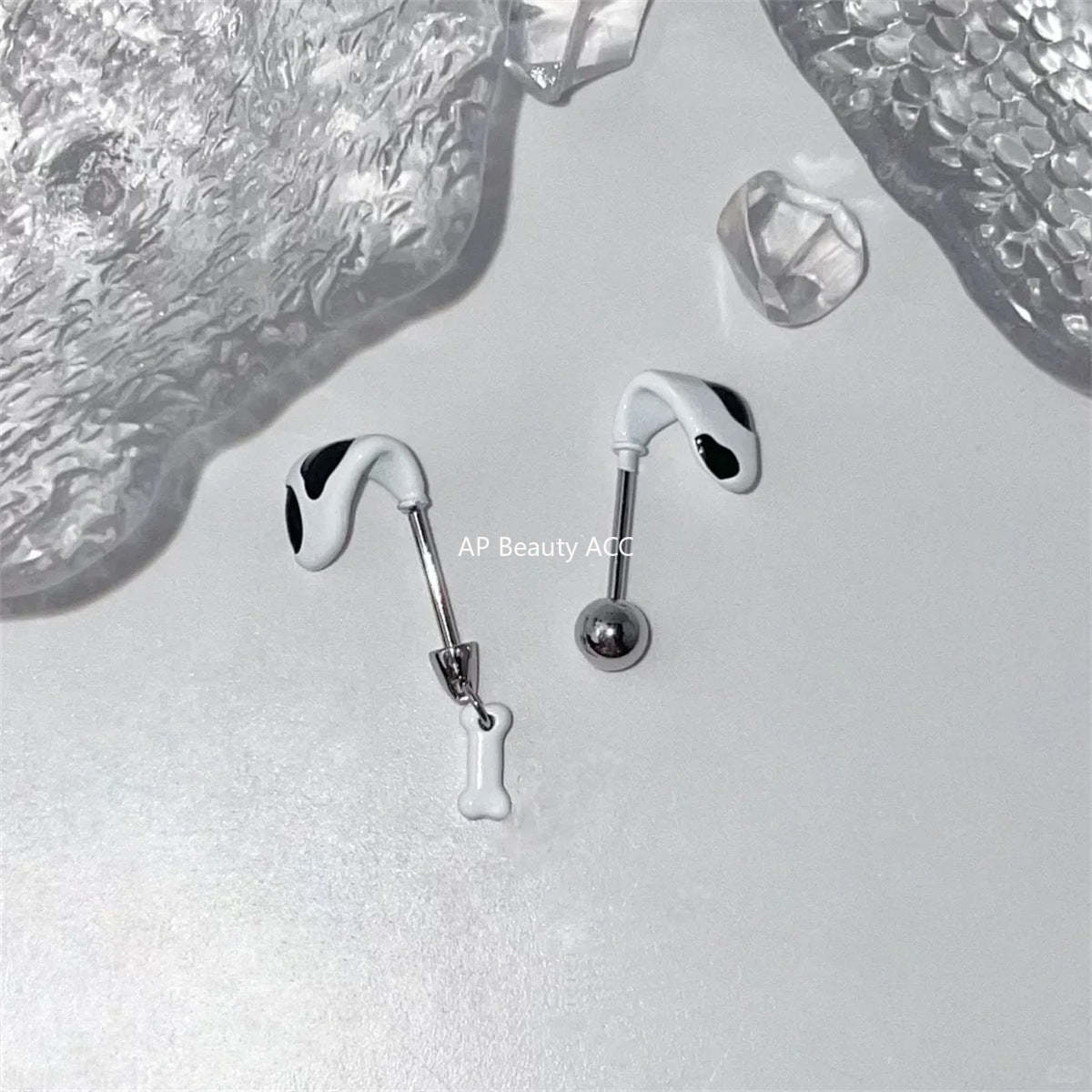 A관 - 티타늄 스틸 강아지 귀 디자인 피어싱 귀걸이 [EH-4086] 25.10-4