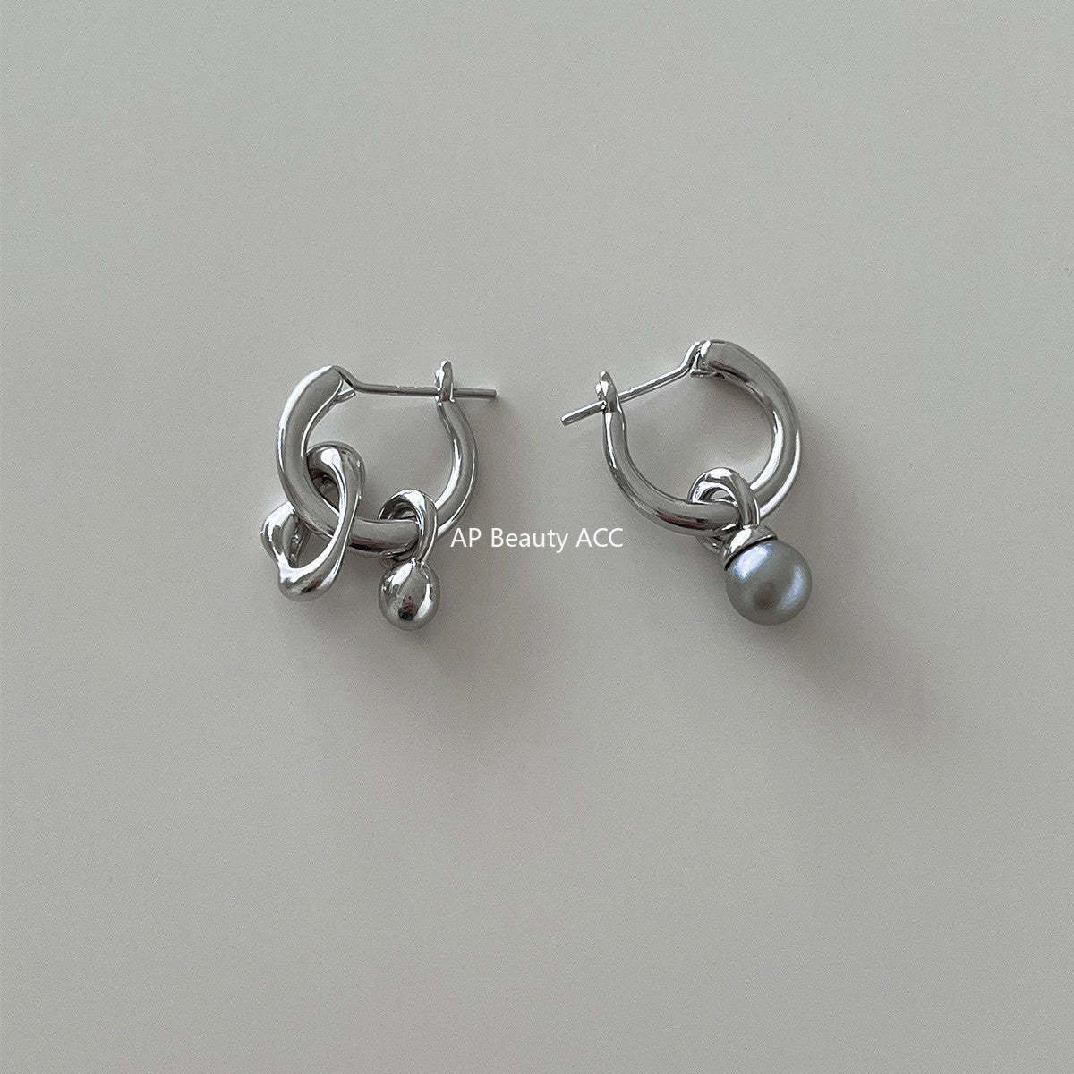 A관 - 비대칭 진주 디자인 925 은침 귀걸이 [EH-3763] 25.08-2