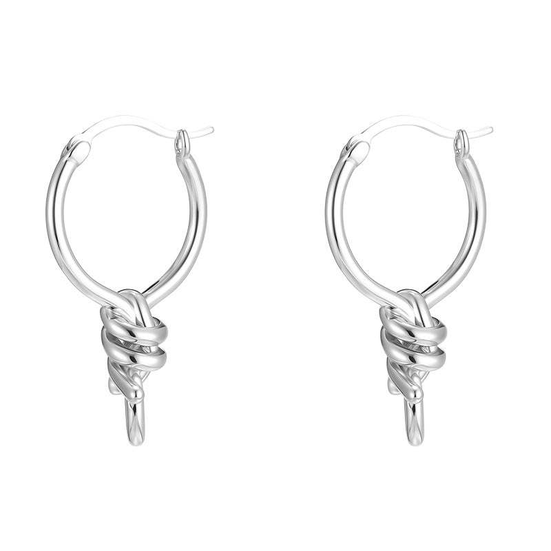 A관 - 링형 매듭 디자인 925 은침 귀걸이 [EH-4395] 25.12-2