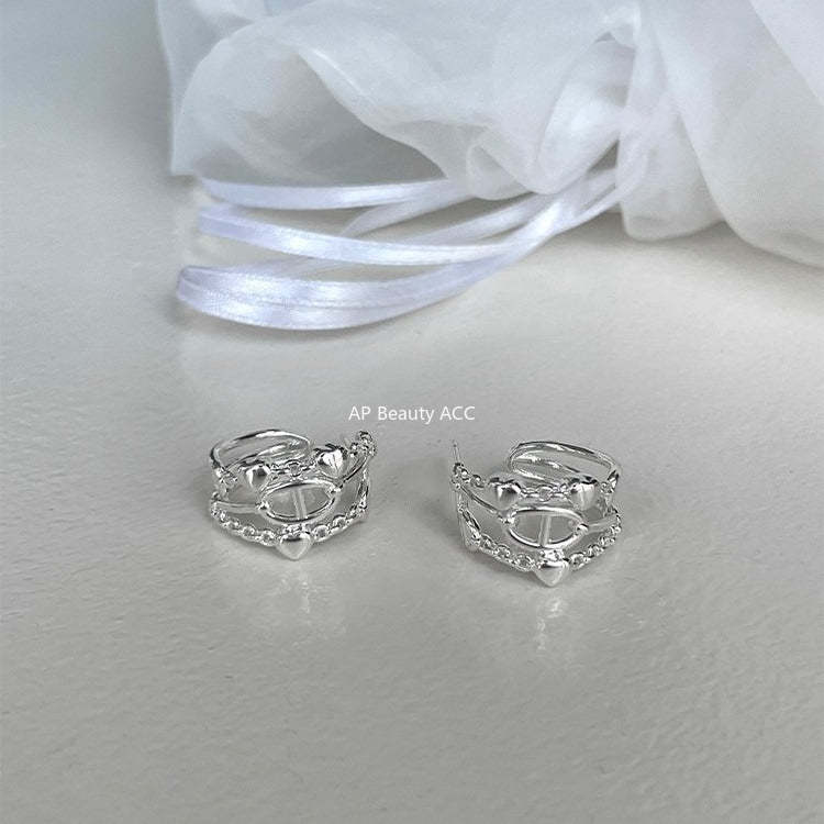 A관 - C형 라인 디자인 하트 돼지코 스터드 귀걸이 [EH-4107] 25.10-5