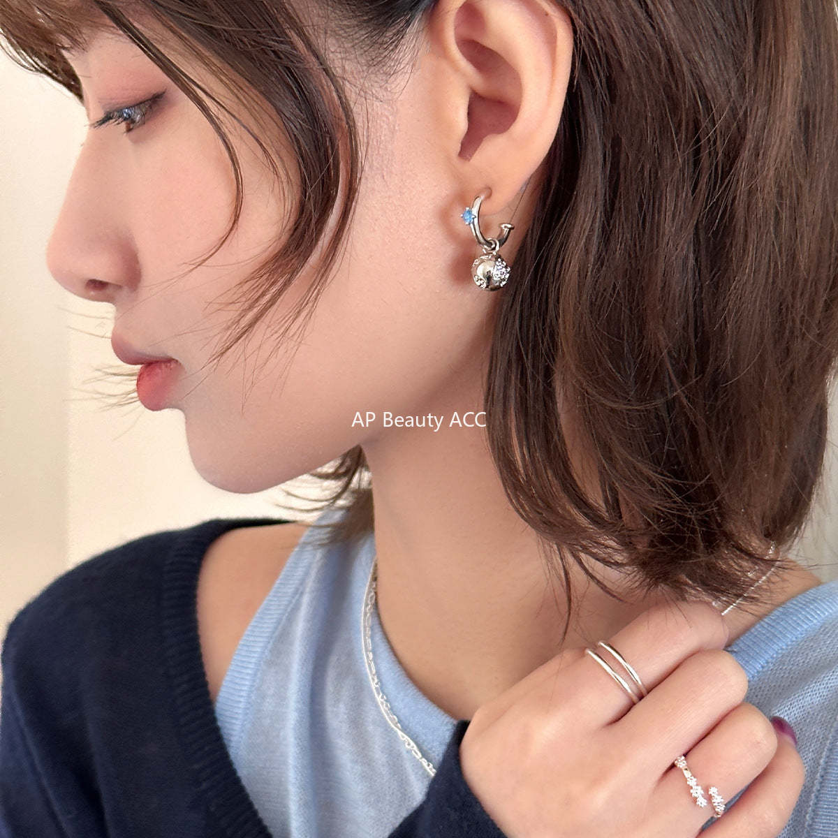 A관 - 925 은침 지구 펜던트 큐빅 귀걸이 [EH-2340] 25.01-2